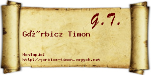 Görbicz Timon névjegykártya